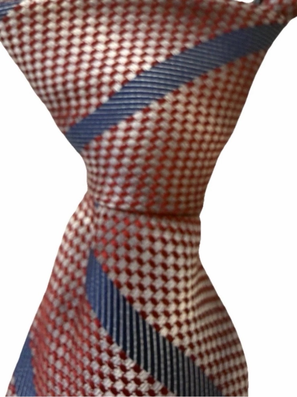 Robert Talbott "Best In Class" 100% Hand Sewn Silk Tie Red White & Blue Geo